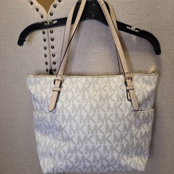 MICHAEL Michael Kors Handbags - Michael Kors Cream Colored Monogram Tote